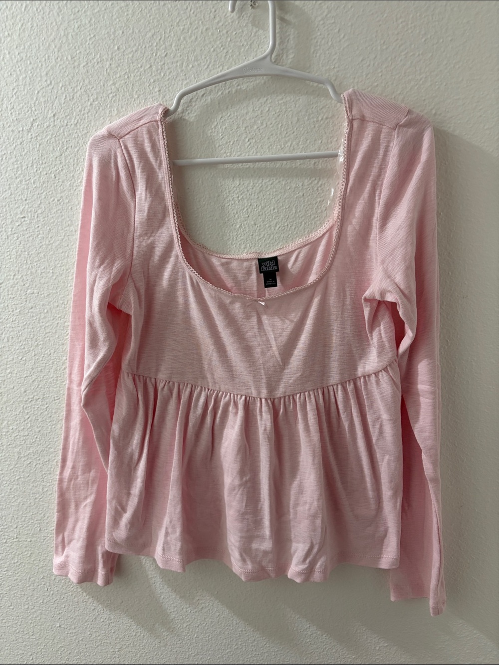 wild fable Light Pink Long-Sleeve Peplum Tunic Top